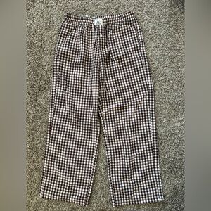 Brown gingham boxer pants